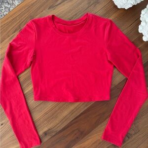 ALO Yoga Red Long Sleeve Crop Top